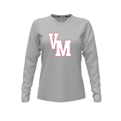 [CUS-DFW-TEES-CMF-VNK-LSL-GRY-FYXS-LOGO2] Comfort T-Shirt (Female Youth XS, Gray, V Neck, Logo 2, Long Sleeve)