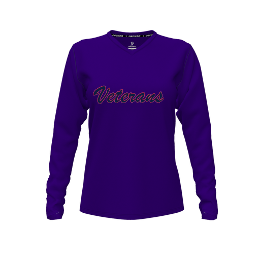 [FTLVCFPP-FYXS-LOGO3] Decker Comfort T-Shirt (Female Youth XS, Purple, V Neck, Logo 3, Long Sleeve)