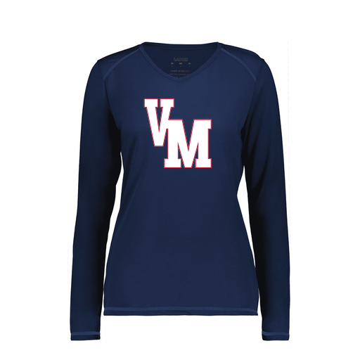 [6847.065.XS-LOGO2] Women's SoftTouch Long Sleeve (Female Adult XS, Navy, Logo 2)