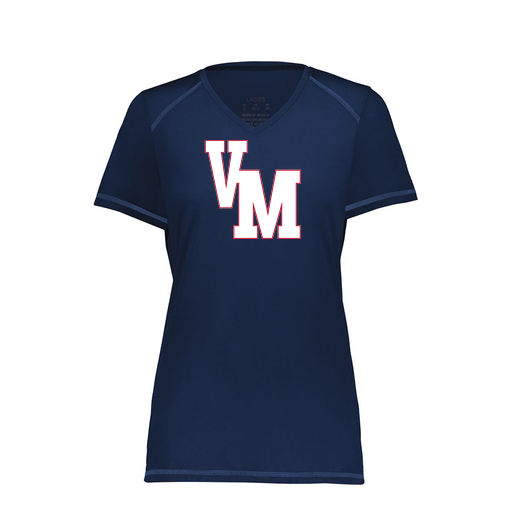 [6844.065.XS-LOGO2] Women's SoftTouch Short Sleeve (Female Adult XS, Navy, Logo 2)