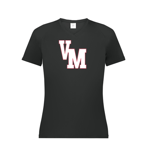 [2792.080.XS-LOGO2] Ladies Smooth Sport V-Neck T-Shirt (Female Adult XS, Black, Logo 2)