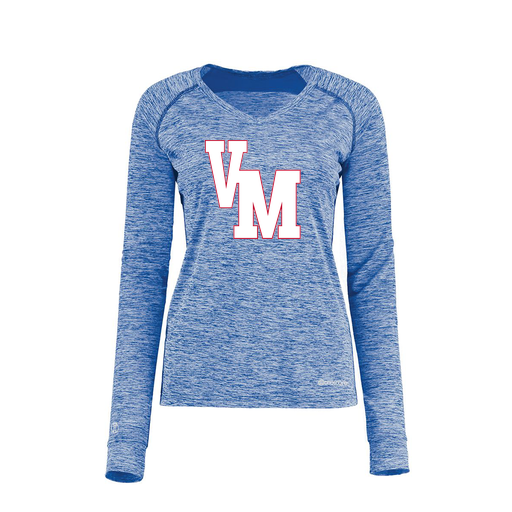 [222770.U55.XS-LOGO2] Ladies Electric Long Sleeve Shirt (Female Adult XS, Royal, Logo 2)