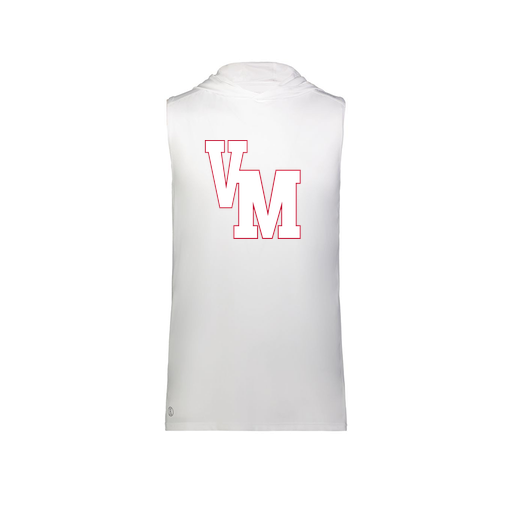 [222590.005.XS-LOGO2] Men's CoolDry Sleeveless Hoodie (Adult XS, White, Logo 2)
