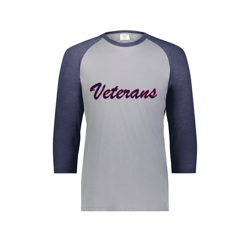 [6879.29V.S-LOGO3] Men's Vintage 3/4 Sleeve T-Shirt (Adult S, Navy, Logo 3)