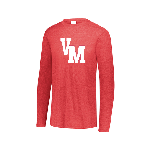 [FTLCUBRD-AXS-LOGO2] Decker Men's Tri-Blend T-Shirt - Long Sleeve (Adult XS, Red, Logo 2)