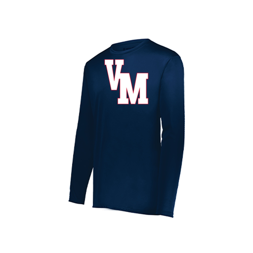 [222823.065.S-LOGO2] Youth LS Smooth Sport Shirt (Youth S, Navy, Logo 2)