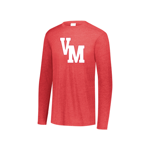 [FTLCUBRD-YS-LOGO2] Decker Youth Tri-Blend T-Shirt - Long Sleeve (Youth S, Red, Logo 2)