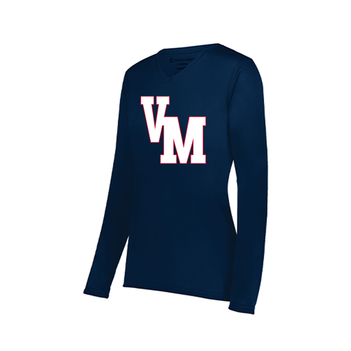 [222824.065.S-LOGO2] Ladies LS Smooth Sport Shirt (Female Adult S, Navy, Logo 2)