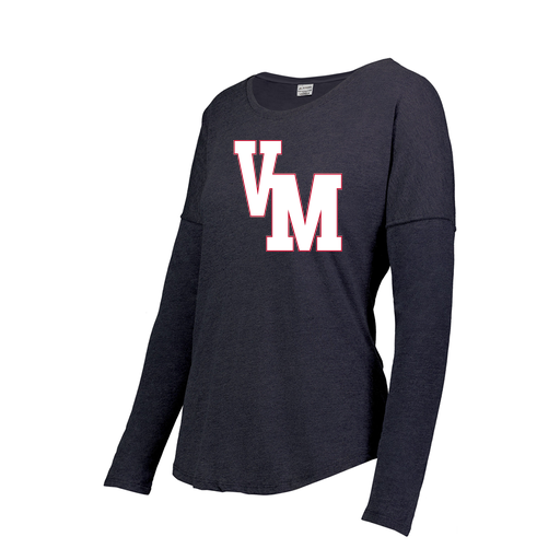 [FTLCUBNV-FAXS-LOGO2] Decker Women's Tri-Blend T-Shirt - Long Sleeve (Female Adult XS, Navy, Logo 2)