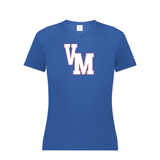 [2792.060.XS-LOGO2] Ladies Smooth Sport V-Neck T-Shirt (Female Adult XS, Royal, Logo 2)