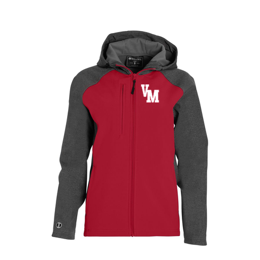 [229357.H01.XS-LOGO2] Soft Shell Full Zip Jacket - Womens (Female Adult XS, Red, Logo 2)