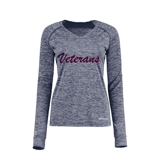 [222770.U22.XS-LOGO3] Ladies Electric Long Sleeve Shirt (Female Adult XS, Navy, Logo 3)