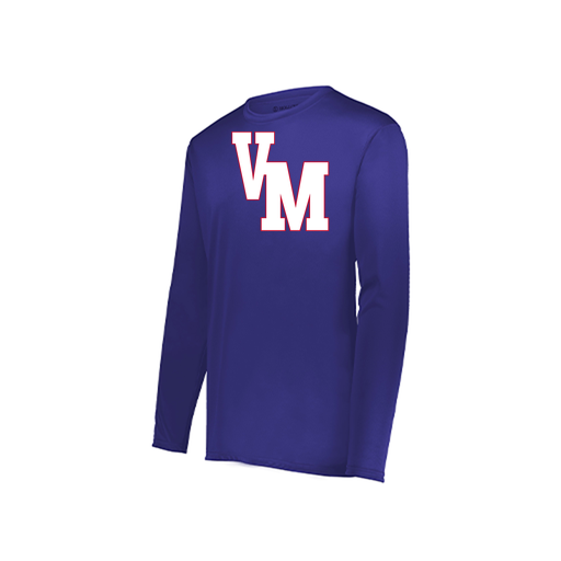 [222823.747.S-LOGO2] Youth LS Smooth Sport Shirt (Youth S, Purple, Logo 2)