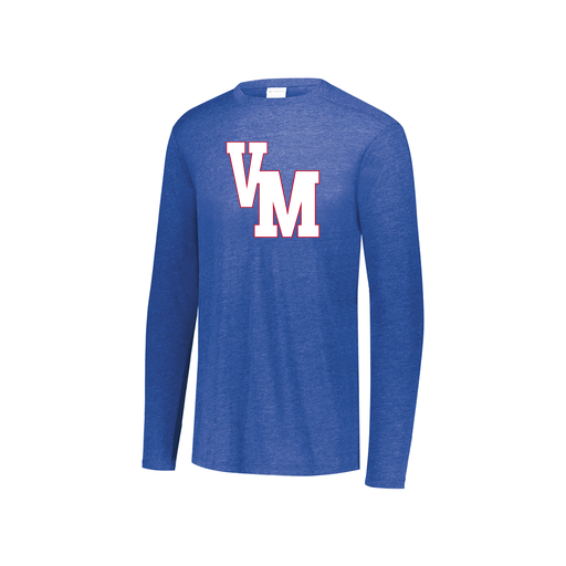 [FTLCUBRY-YS-LOGO2] Decker Youth Tri-Blend T-Shirt - Long Sleeve (Youth S, Royal, Logo 2)