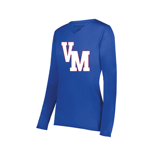 [222824.060.S-LOGO2] Ladies LS Smooth Sport Shirt (Female Adult S, Royal, Logo 2)